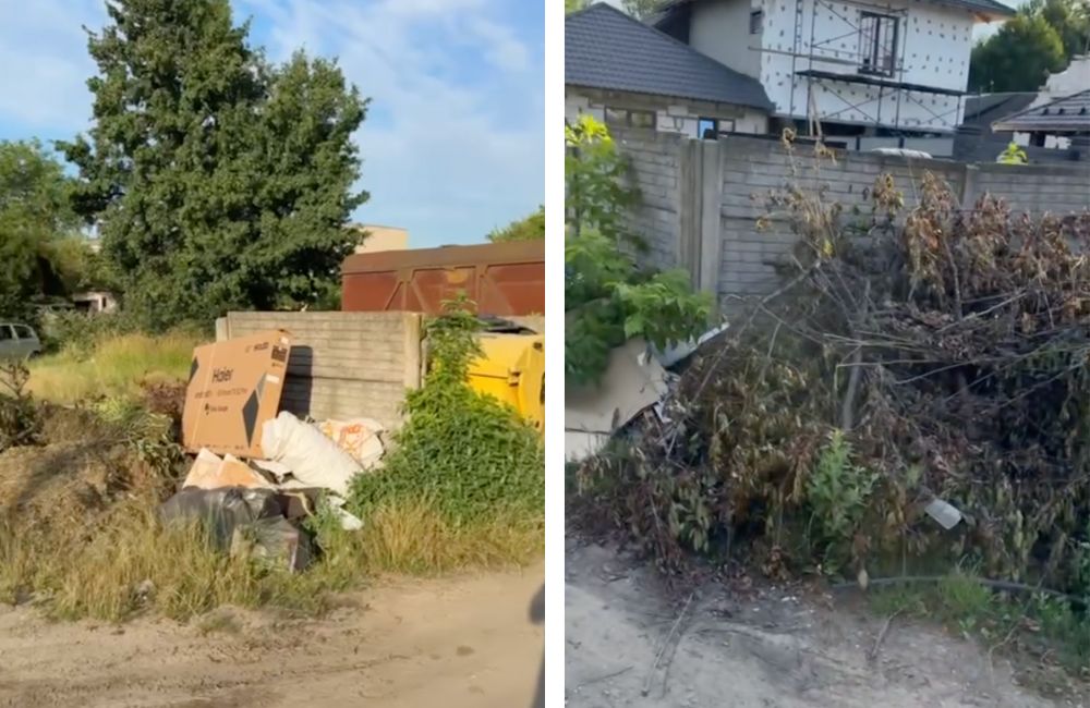 Состояние контейнерной площадки в Бресте на Речице. Скриншот с видео в Телеграм.