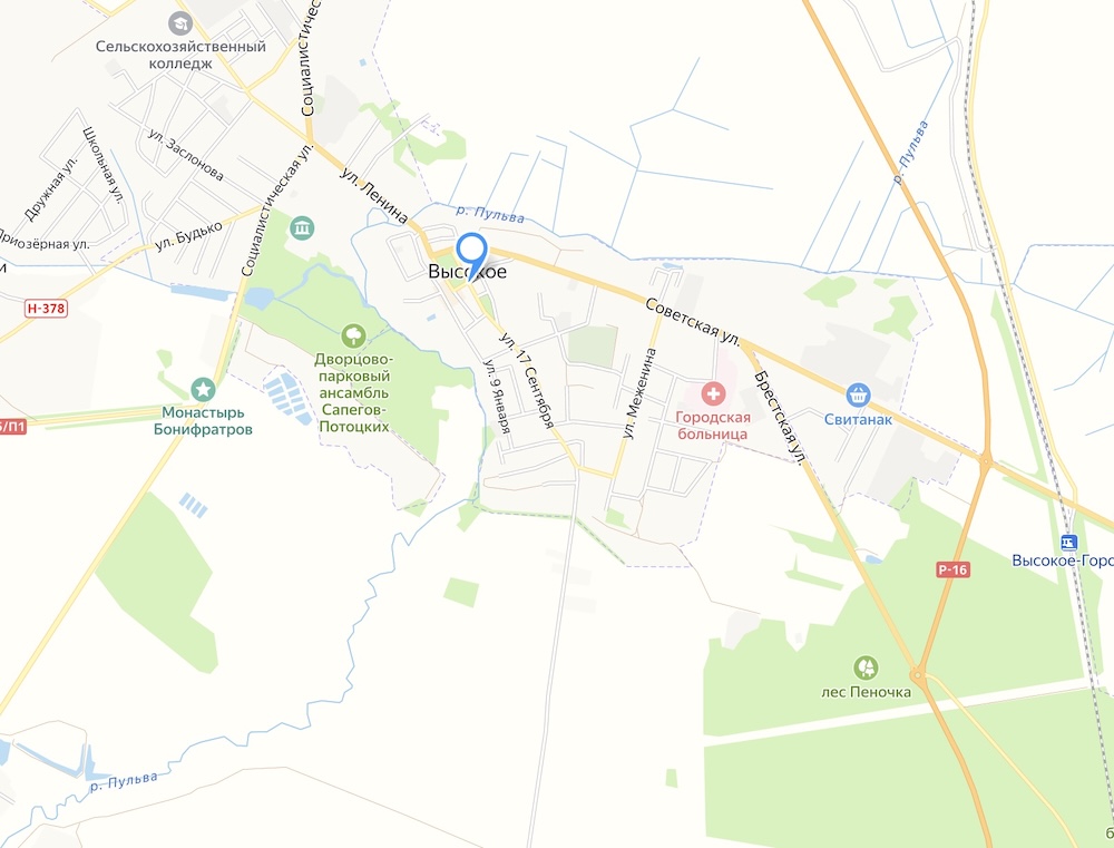 Скриншот карты города Высокое