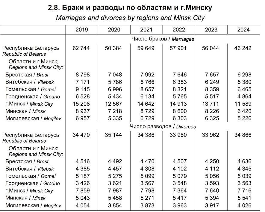 Скриншот из статистического сборника «Социальное положение и уровень жизни населения Республики Беларусь, 2025».