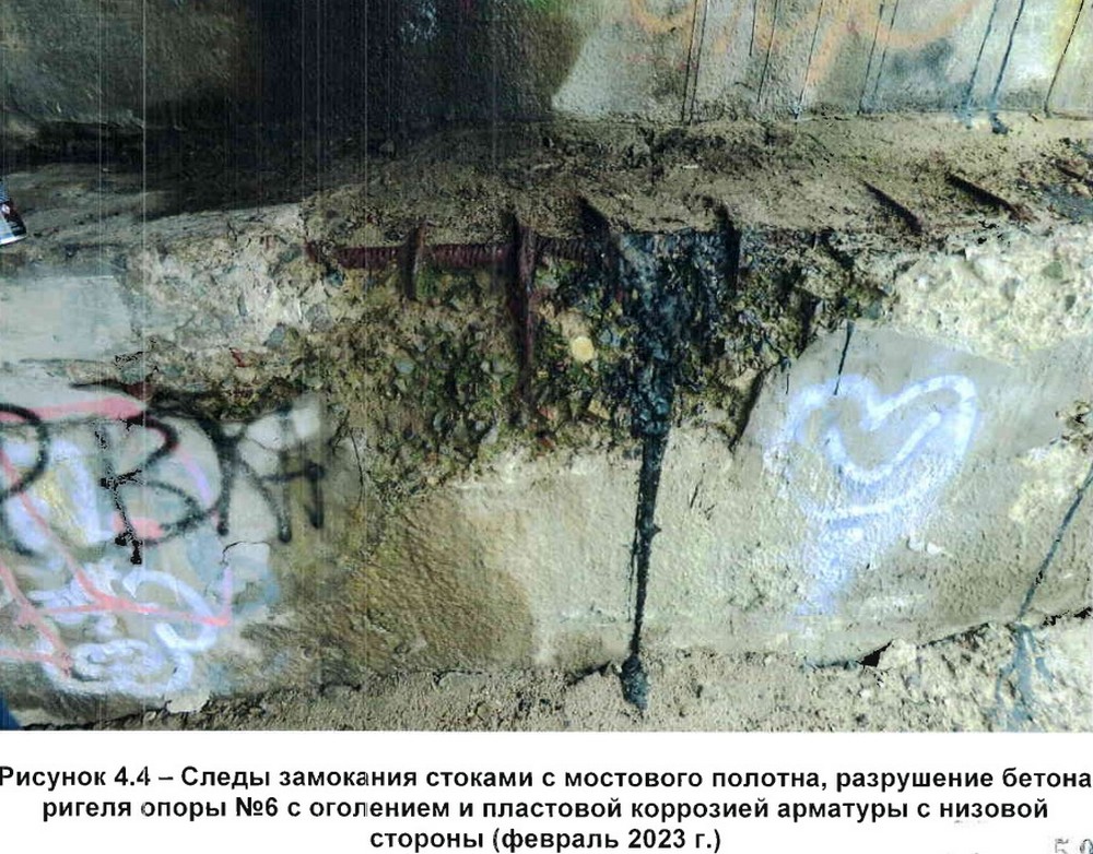 Состояние опоры моста через Мухавец в Бресте. Фото из отчета «БелдорНИИ»